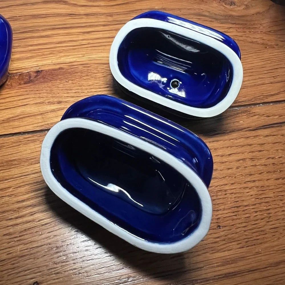 Hall China 1970s-80s Tea For Two Colbalt Blue 3 Piece Set MCM‎ Fiesta Ware Match